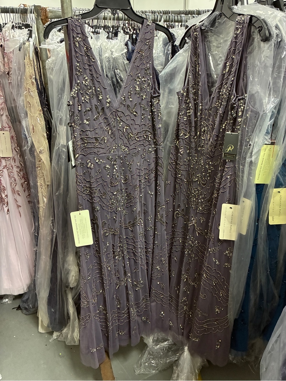 Adrianna Papell Moonscape Beaded Midi Dress NWT SZ 14 Cocktail Wedding Guest MOB - Picture 9 of 11